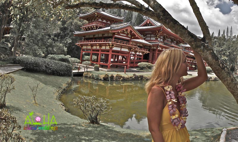 holding the tree by the pond